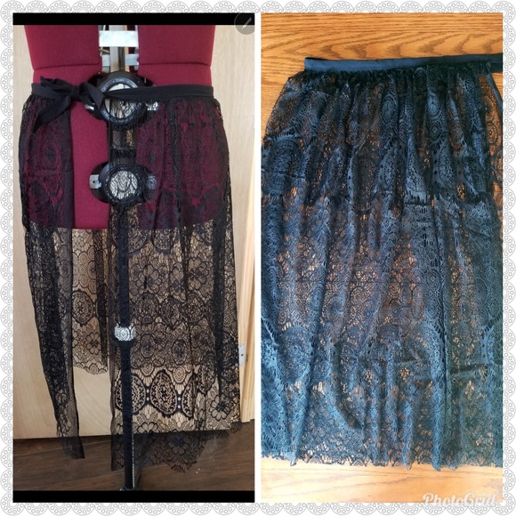 BLACK Lace Skirt Cover up - Picture 2 of 3